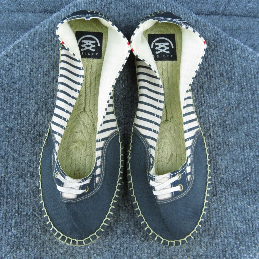 Bsided Women Flat Shoes Espadrille Size 41 Summer Slip On Blue‎ White Striped